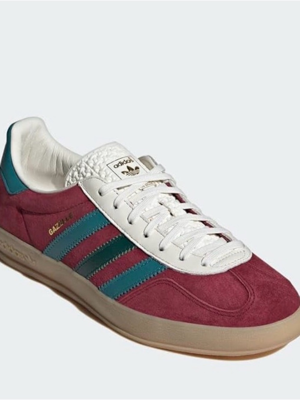 adidas Gazelle Men's Burgundy Suede Sneakers with Teal Stripes